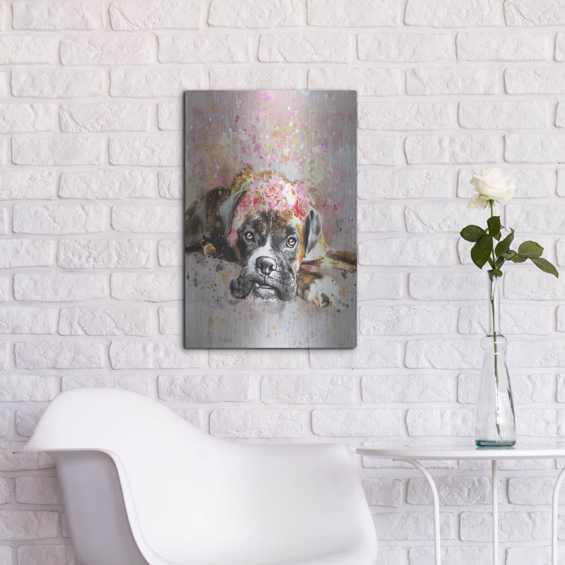 «Flower Crown Boxer» par Furbaby Affiliates, H 24 po x l 16 po