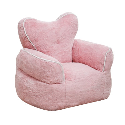 Fauteuil à billes en fausse fourrure pour enfants en forme de cœur, chaise confortable pour enfants