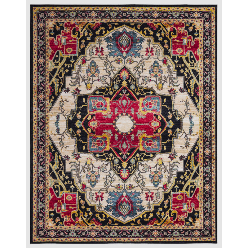 Tapis noir lavable antidérapant Lyanne, Rectangle 7 pi 10 po x 10 pi
