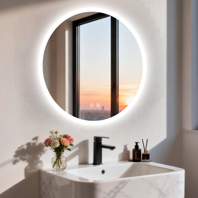 Round Lighted Wall Mounted Bathroom Mirror