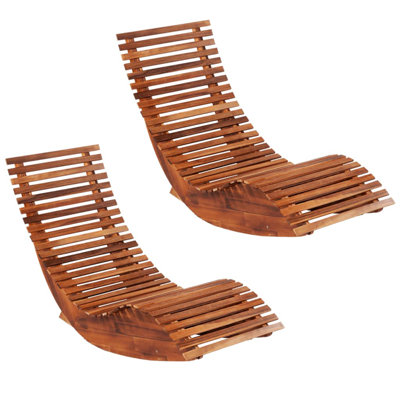 Chaise longue d'extérieur en bois d'acacia massif 1 / 2x Harlow