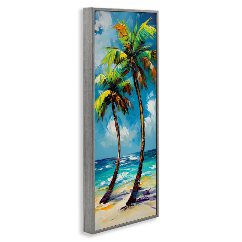 Bendy Palm Trees on Shore, estampe numérique, design par LSR Design Studio, H 24 po x l 10 po, Estampe numérique Farmhouse