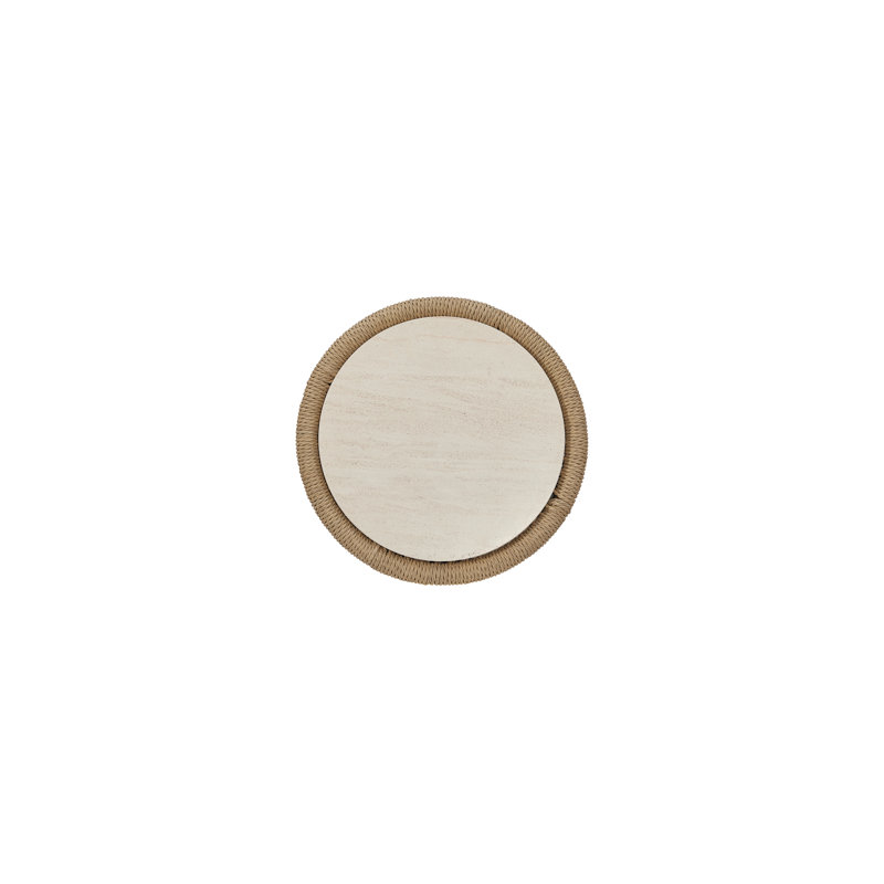 Marielle Rope Spot Table – Natural Rope & Marble Top, American Red Oak, 15.25" Round x 22.5" H