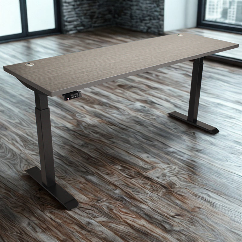 Skyscraper Electric Height Adjustable Standing Desk, Dual Motor and Digital Control with Memory, 72x24, Charcoal Strand Top with Black Frame