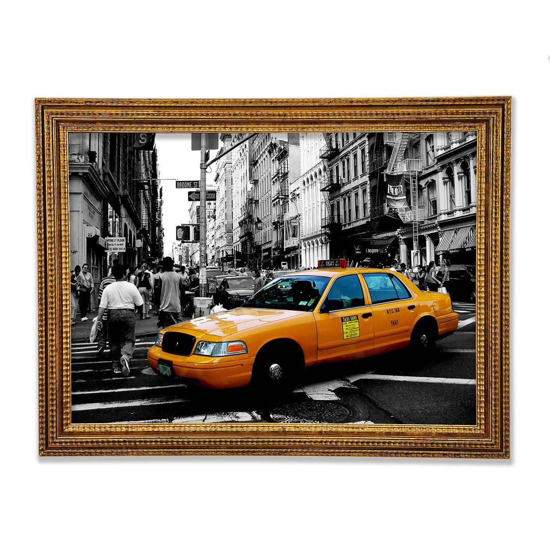 New York City Yellow Cab Crossing - Einzelner Bilderrahmen Kunstdrucke