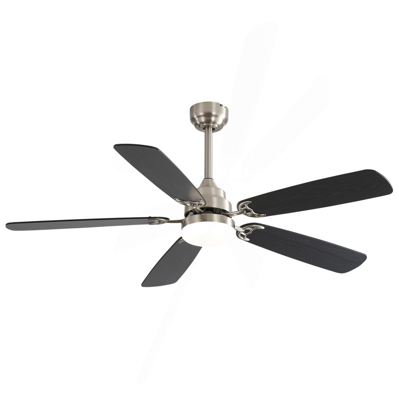 Ventilateur de plafond moderne à DEL de 52 pouces avec moteur à courant continu réversible à 5 pales de 110 V avec lumière