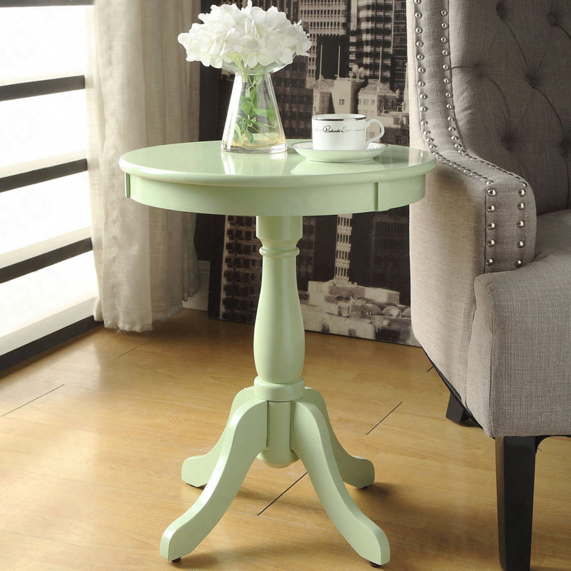 Table d'appoint vert clair avec piédestal tourné, Light Green
