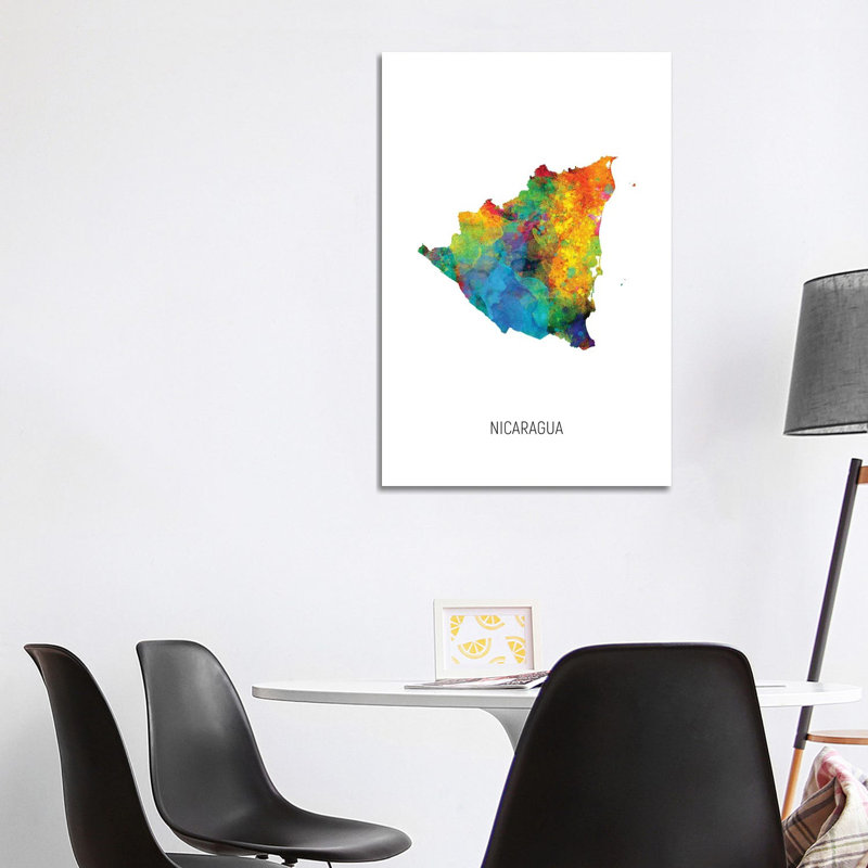 Nicaragua Map by Michael Tompsett - Wrapped Canvas Print, 101.6 cm H x 66.04 cm W x 3.175 cm D