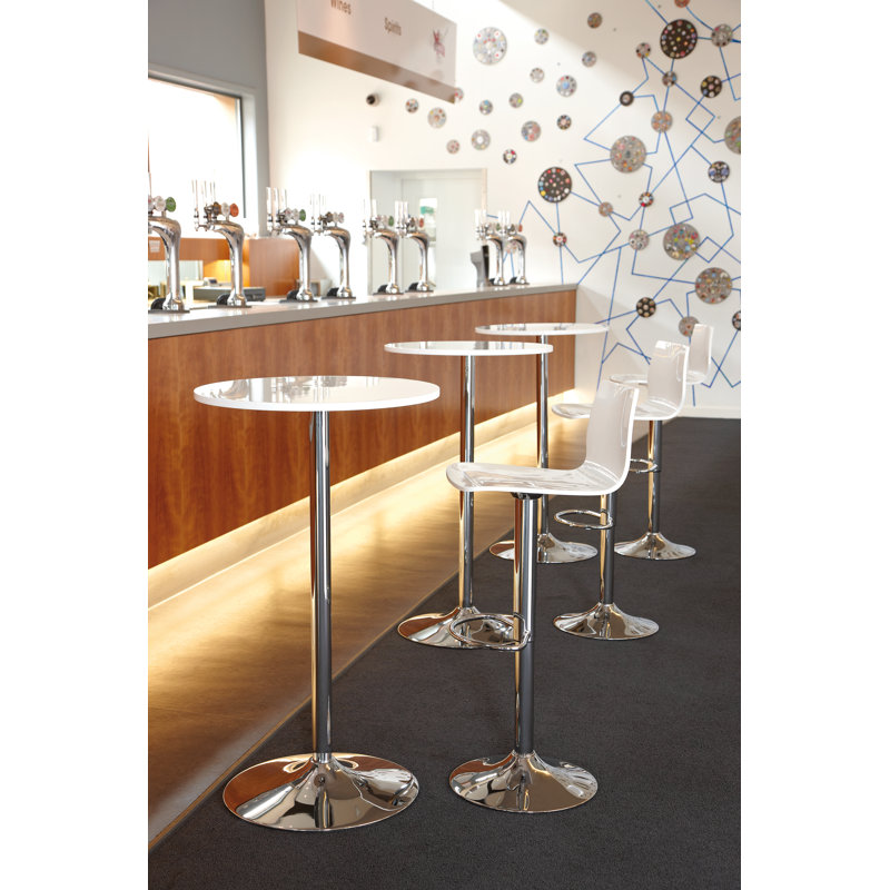 Astral Swivel Adjustable Height Counter Stool with Metal Frame, Chrome/High Gloss White