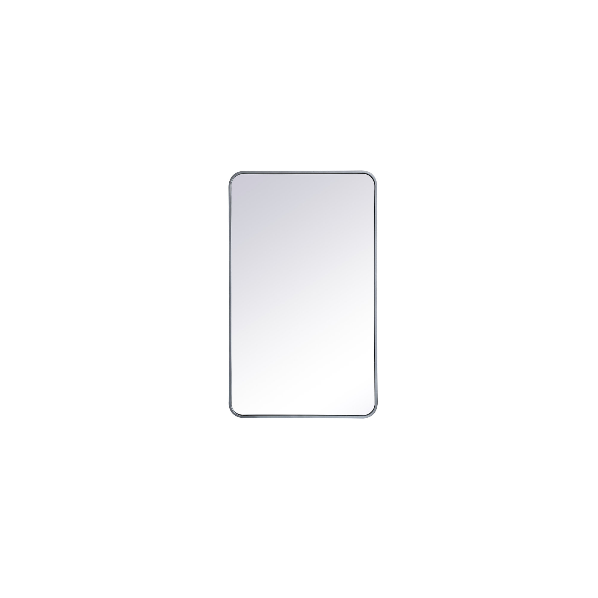 Sabine Metal Rounded Rectangle Wall Mirror, 40" x 24", Silver