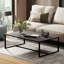 Marble Coffee Table Rectangle Sintered Stone Top Side End Table With Metal Frame-1585449196
