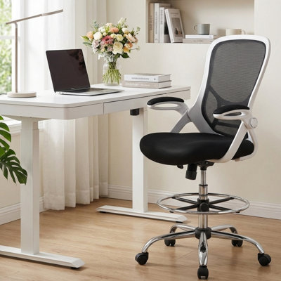 Ergonomic Mesh Office Chair with Adjustable Height and Footrest Ring for Home Office