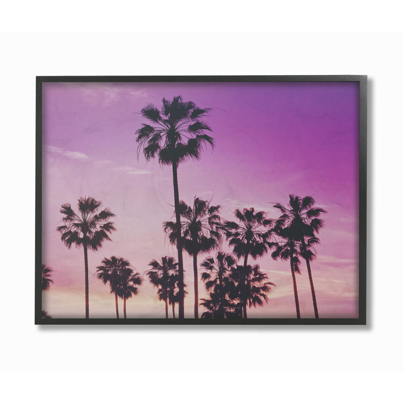 « tropical purple palm trees », reproduction de photo, H 11 po x l 14 po x P 1,5 po, Giclée encadrée noir minuit
