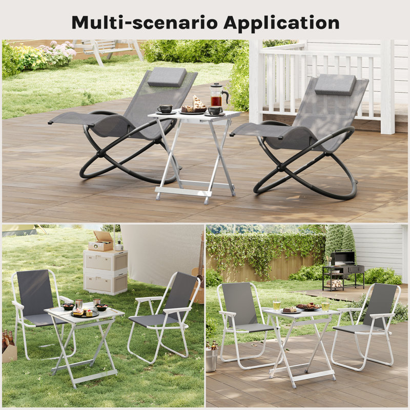 Washingtonville Rectangular Metal Folding Outdoor Camping Table , 50.5cm cm W 47cm cm D, Grey