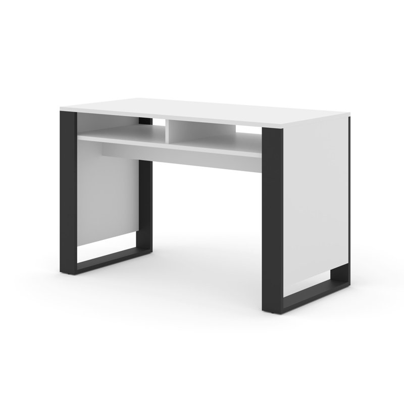 Nouran 120Cm W Rectangle Writing Desk, White/Black