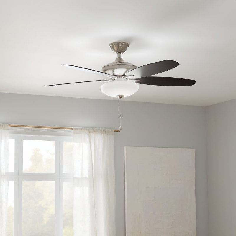 52'' Ceiling Fan with LED Lights, Brushed Stainless Steel