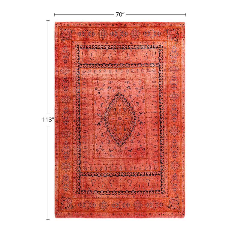 Overyed One-of-a-Kind Rectangle 5' 10" X 9' 5" New Age Wool Area Rug Rust/Black