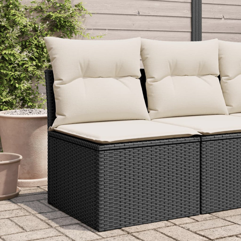  Canapé de jardin PE en rotin noir petit matériaux résistants aux rayons UV