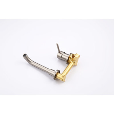 Bathroom Wall Mounted Faucet, Brushed Gold, 2 Holes, Zinc Handle, Long-Lasting Quality Gold Mount Tap, Use, Single Lever 7.95-Inch Reach, Flexible Design