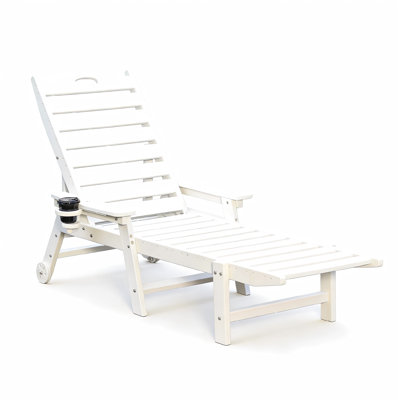 Adjustable Hdpe Patio Chaise Lounge, Durable And Mobile For Outdoor Relaxation