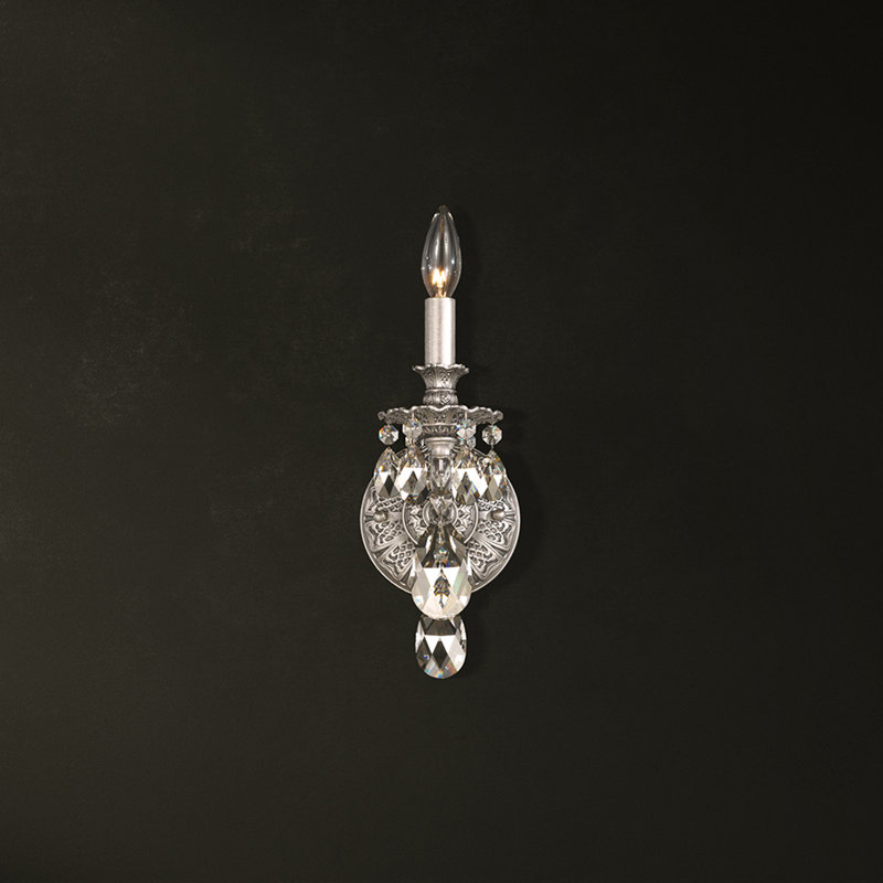Milano Candle Wall Light, Parchment Gold, Golden Shadow Crystals From Swarovski