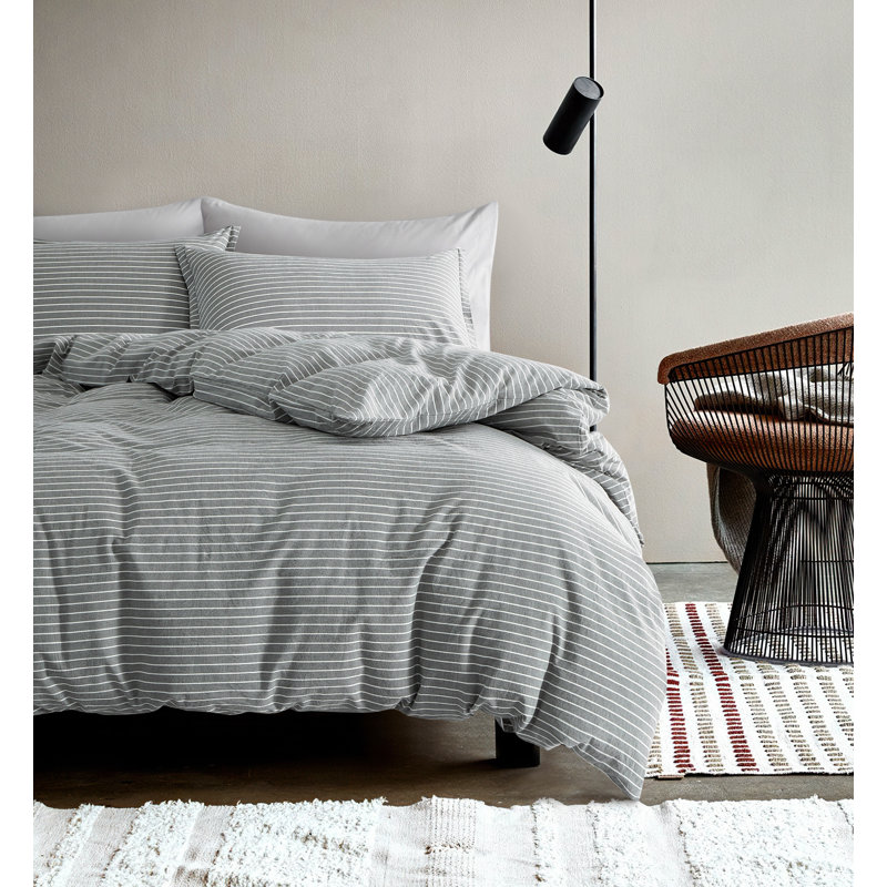 Ensemble de housse de couette Raba, Housse de couette très grand + 2 taies décorativ, Charbon / Blanc