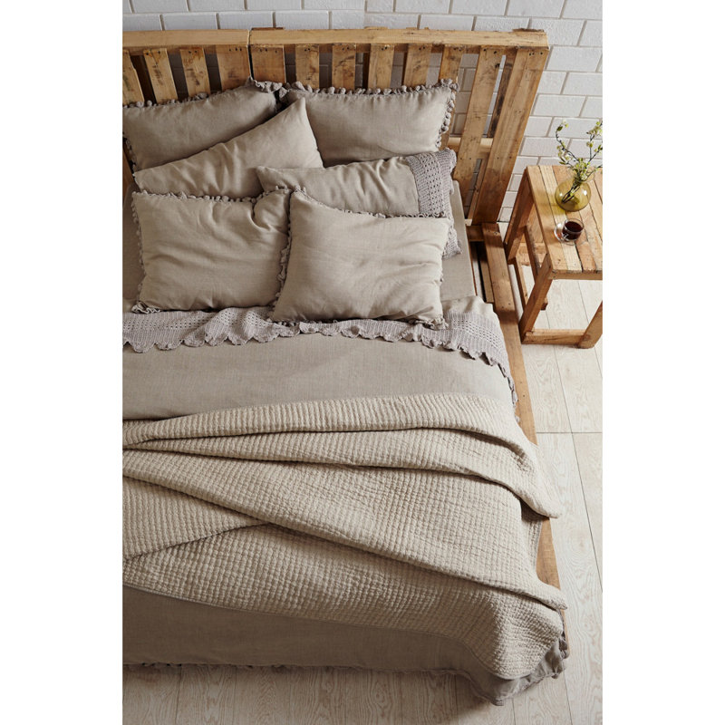 Paza Crochet Percale Duvet Cover, Queen Duvet Cover