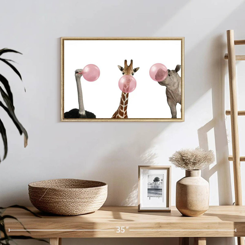 Drôles d'animaux, Cadre flottant en bois naturel, 19 po x 13 po