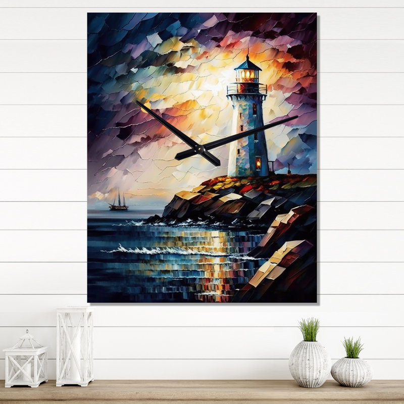 Jalexa - Très grandes horloges murales Beach Light House, H 32 po x l 16 po