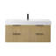 Meuble-lavabo mural simple Livia de 48 po avec lavabo encastré blanc en imitation bois, sans miroir.