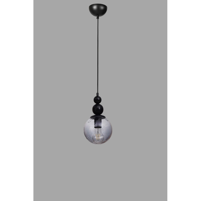 Lustre réglable, structure en métal avec capuchon en verre, 15 x 5,9 pouces | Finition grise et noire, hauteur totale de 80 cm | 1 x douille E27 (40 W maximum, ampoule non incluse) | pour la salle à manger moderne et les espaces de vie