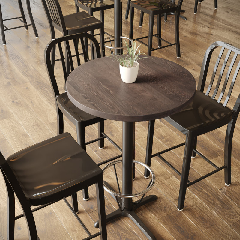 Plateau de table rond en bois massif de 30 po avec barres de soutien pour l'intérieur, Bois brun foncé