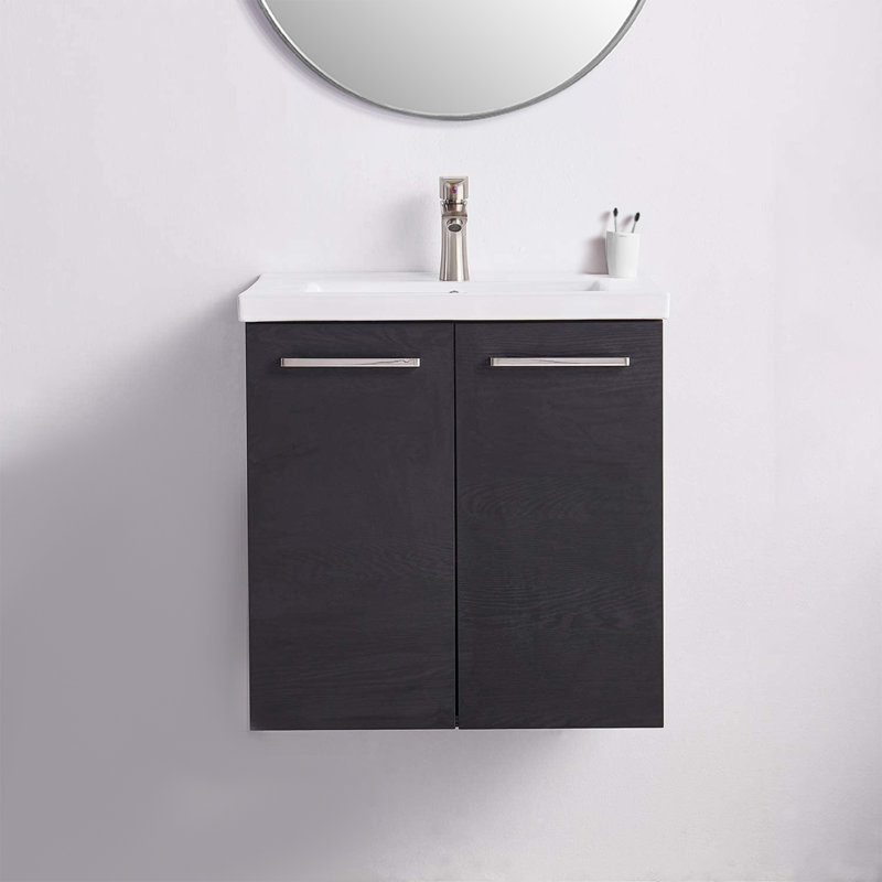 Ensemble de meuble-lavabo simple 24 po 2 portes, Noir