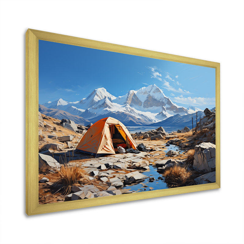 Mountain Mountain Solitude 2 - Art mural de voyage en camping, Cadre doré à coins fermés, H 12 po x l 20 po x P 1 po