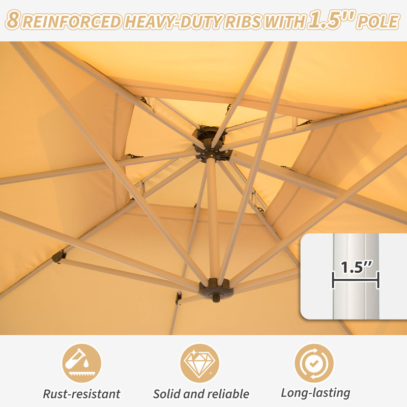 Parasol en porte-à-faux 114,17 po, Beige