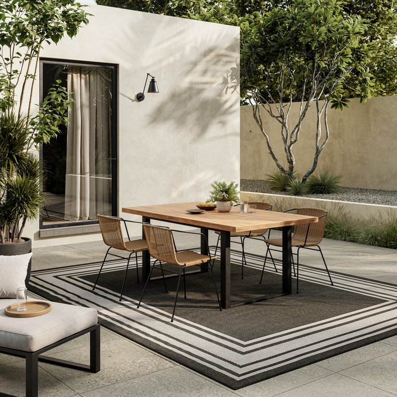 Horizon Indoor/Outdoor Modern Rug, Rectangle 6' x 9', Black