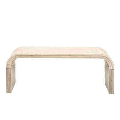 Table basse TREXM Minimalist avec un design Art déco incurvé pour le salon ou la salle à manger (bois naturel délavé)