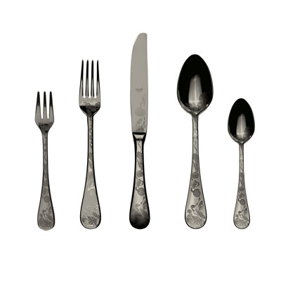 Venere Flatware Set with Cake Forks - 30 Pieces - Black Gold