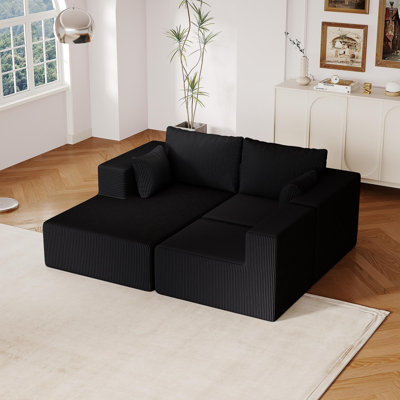 Canapé modulaire en mousse 108,3 po, canapé en forme de L avec méridienne, canapé Cloud modulaire pour le salon, canapé rembourré en velours côtelé noir