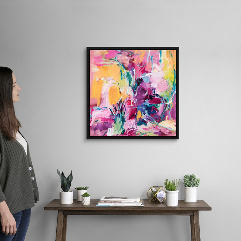 "Jardin" par Amira Rahim, reproduction d’art sur toile, Toile avec cadre noir, H 26 po x l 26 po x P 1,75 po