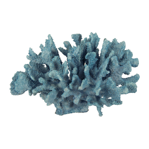 DecMode Blue & White, Polystone Coastal Coral Sculpture, 14L x 4