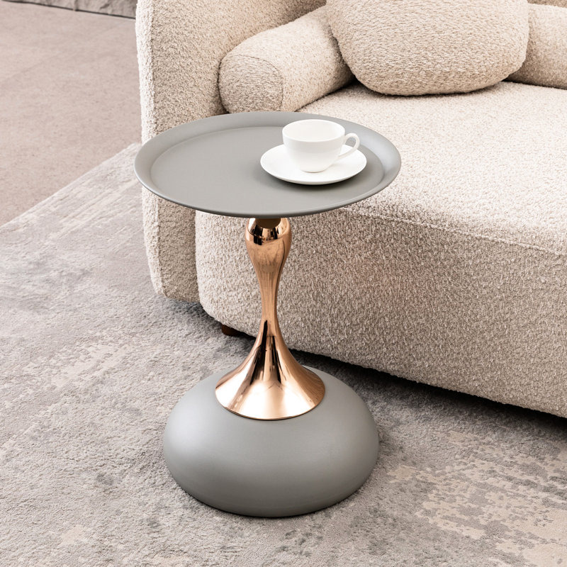 Table d'appoint ronde en métal - Tail, Gris mat