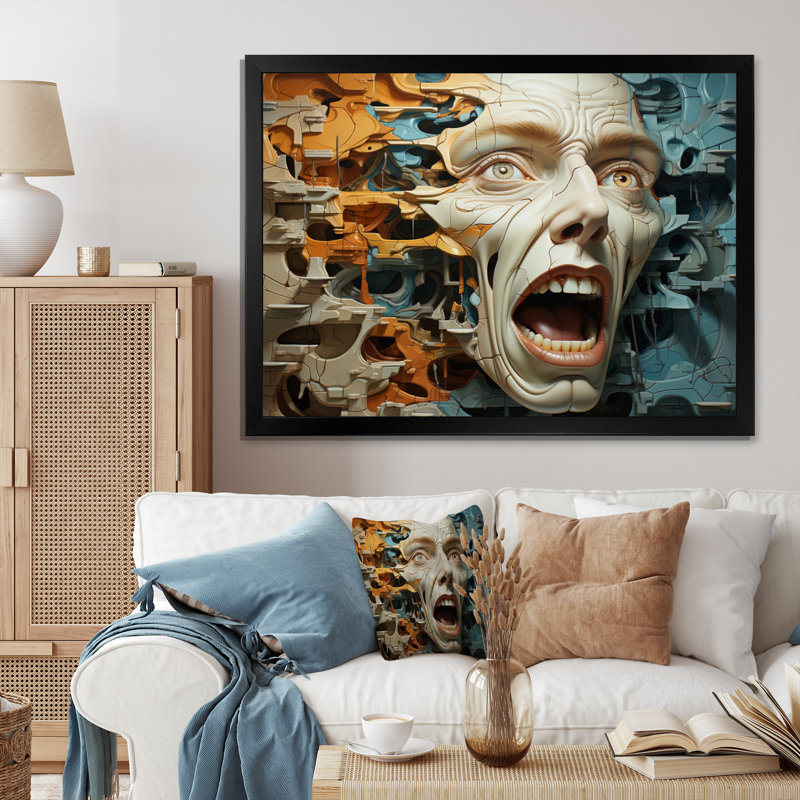 Surréalisme, Morphing visages, Cadre photo noir, H 24 po x l 32 po x P 1 po