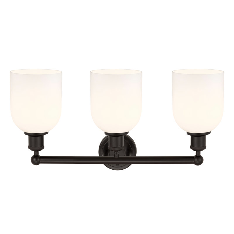 Abat-jour de salle de bain 3 lumières Edison Allysson, Blanc lustré, Bronze huilé