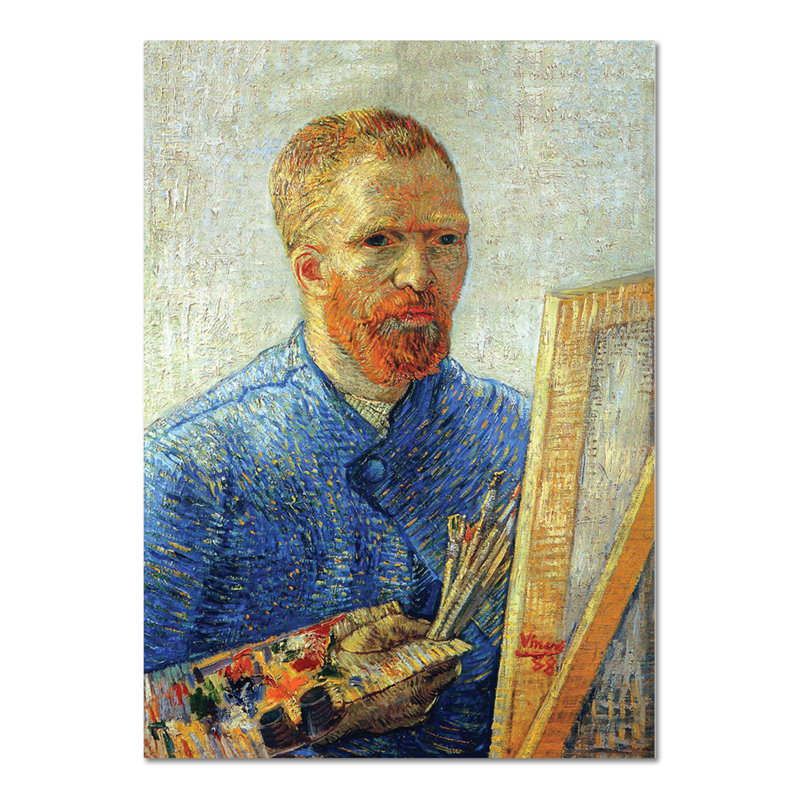 Self-Portrait in Front of the Easel by Vincent Van Gogh - Unframed Painting on Glass, 95cm H x 65cm W