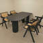 Table de salle à manger noire demi-ronde en pierre frittée-1005477299