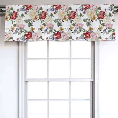 Sateen Floral Ruffled Window Valance