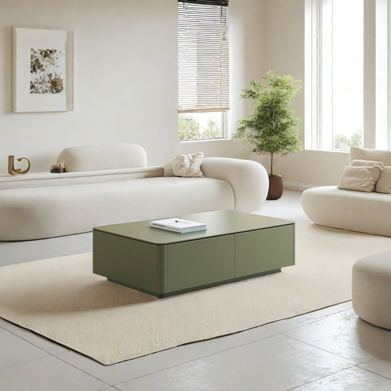 Table basse robuste en bois vert, H 76 cm x l 51 cm