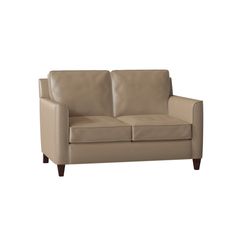 Yorba Leather Loveseat, Aline Fumo Genuine Leather, Mahogany