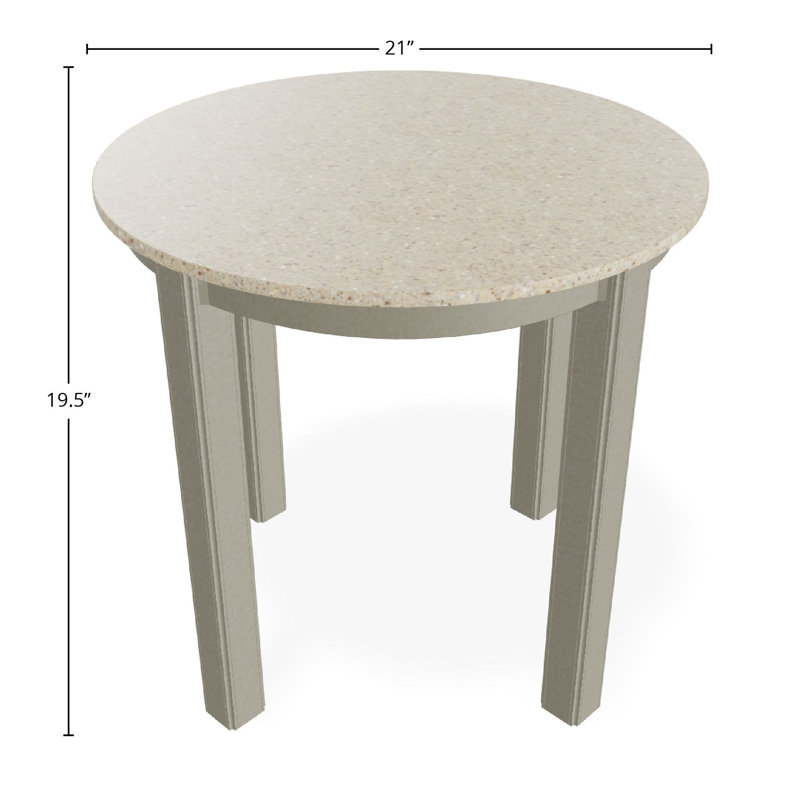 Outdoor Round Side Table, White/White, Acrylic